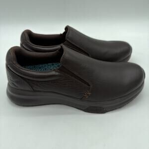 Kuru Kivi Espresso Brown AntiSlip Chef Plantar Fasciitis Leather SlipOn NWOB 8.5